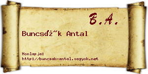 Buncsák Antal névjegykártya
